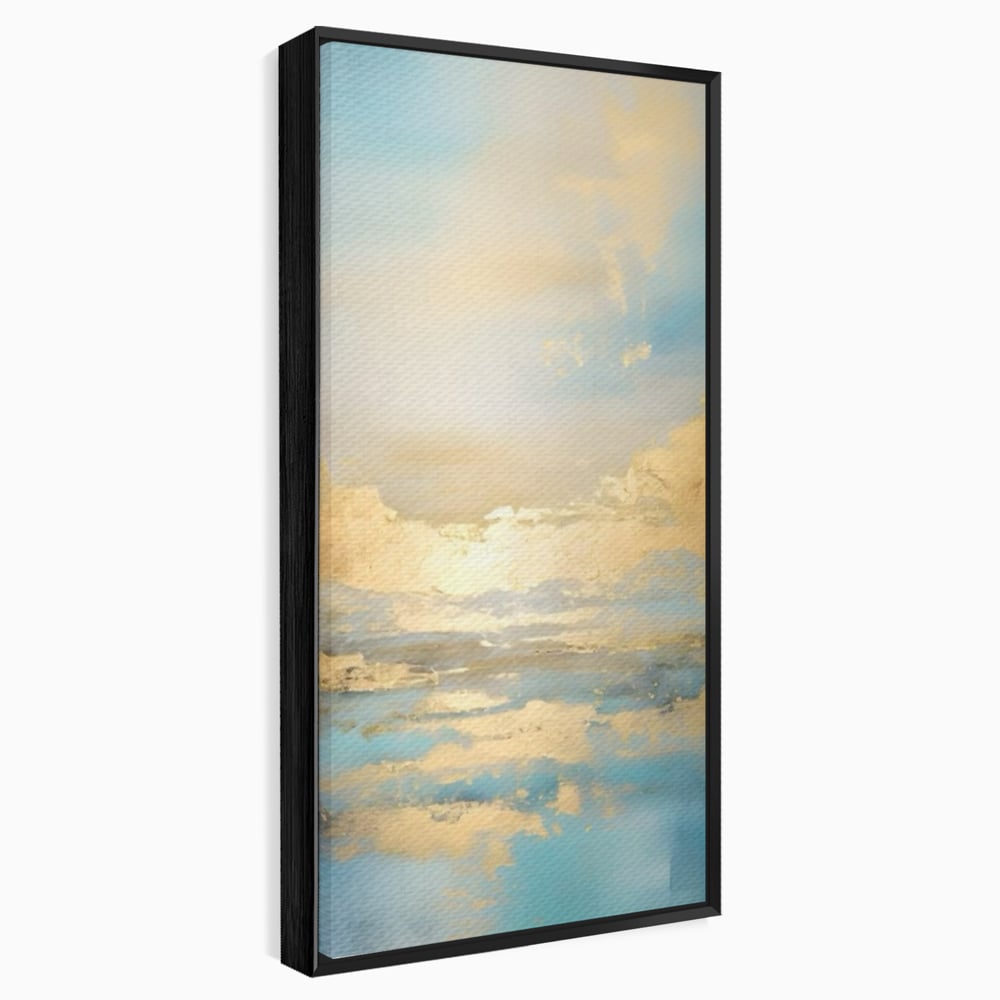 Tablou canvas cu tablou canvas cu peisaj marin abstract, in rama de aluminiu negru